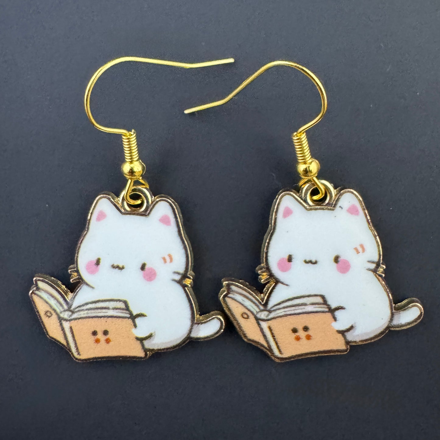 Cats with Books Earrings