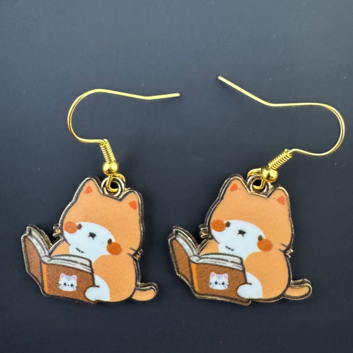 Cats with Books Earrings