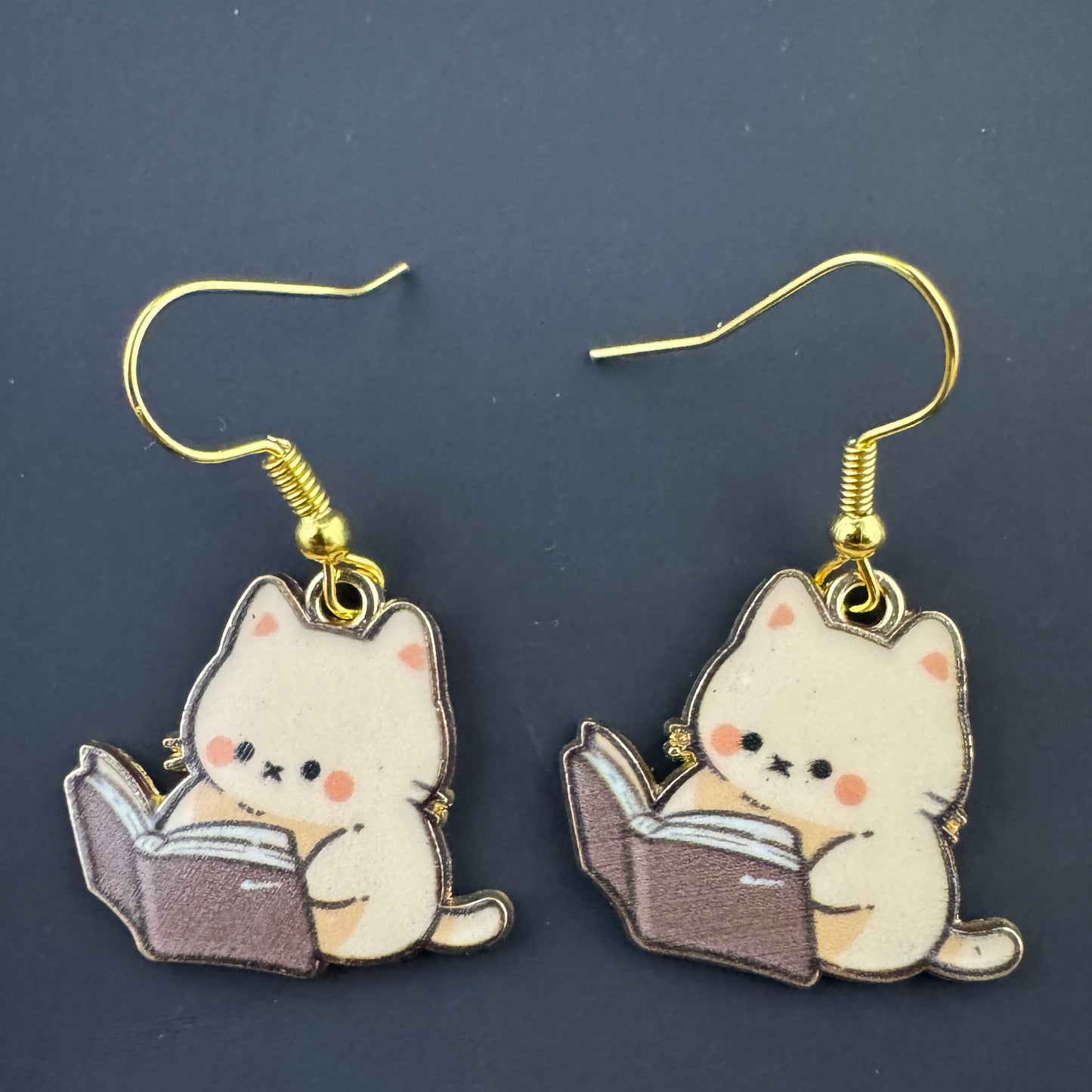 Cats with Books Earrings
