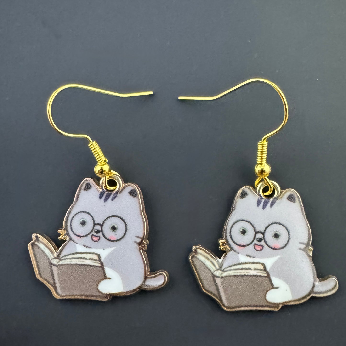 Cats with Books Earrings