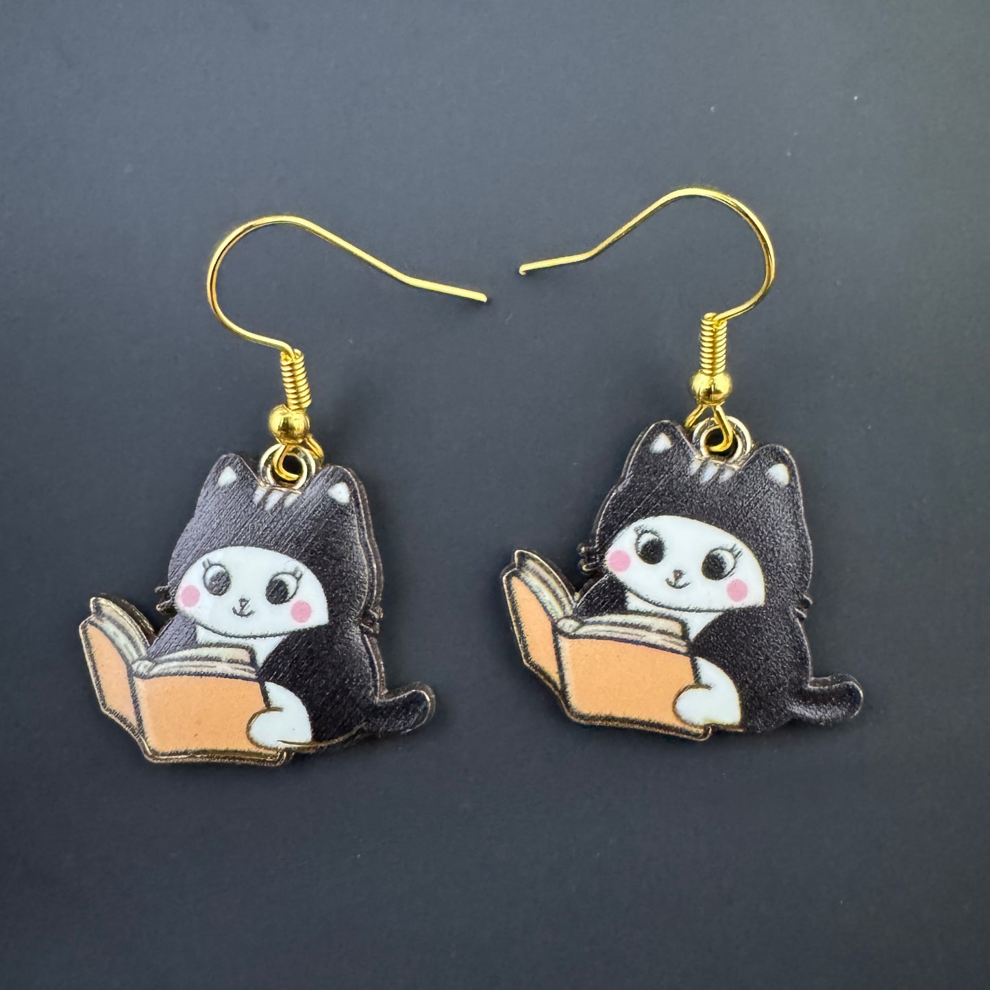 Cats with Books Earrings
