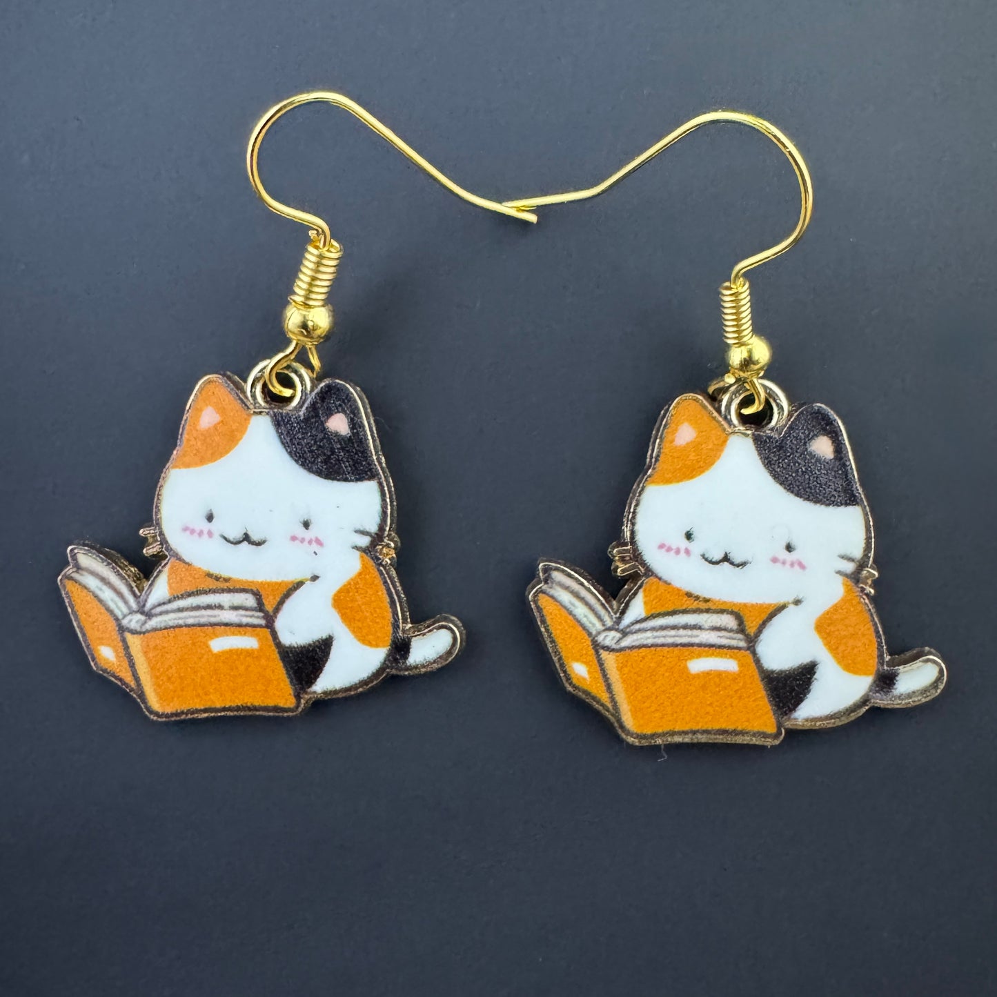 Cats with Books Earrings