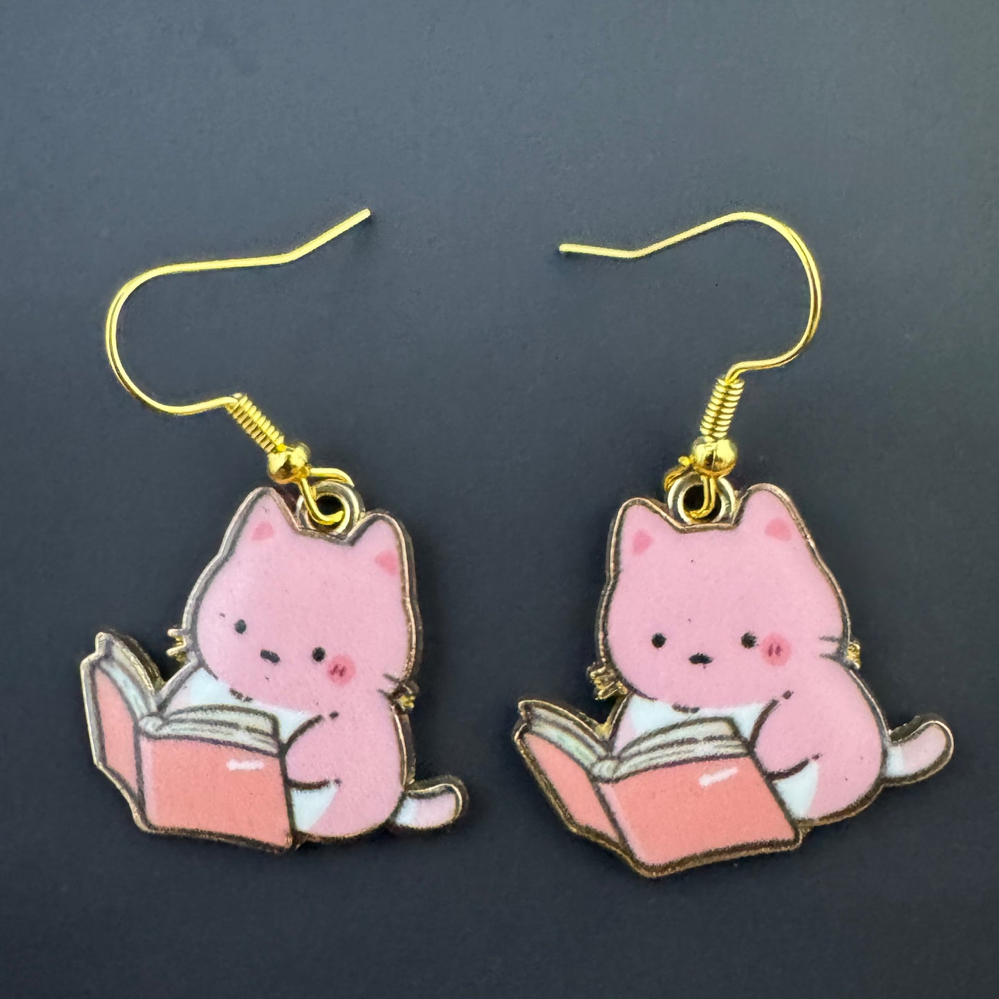 Cats with Books Earrings