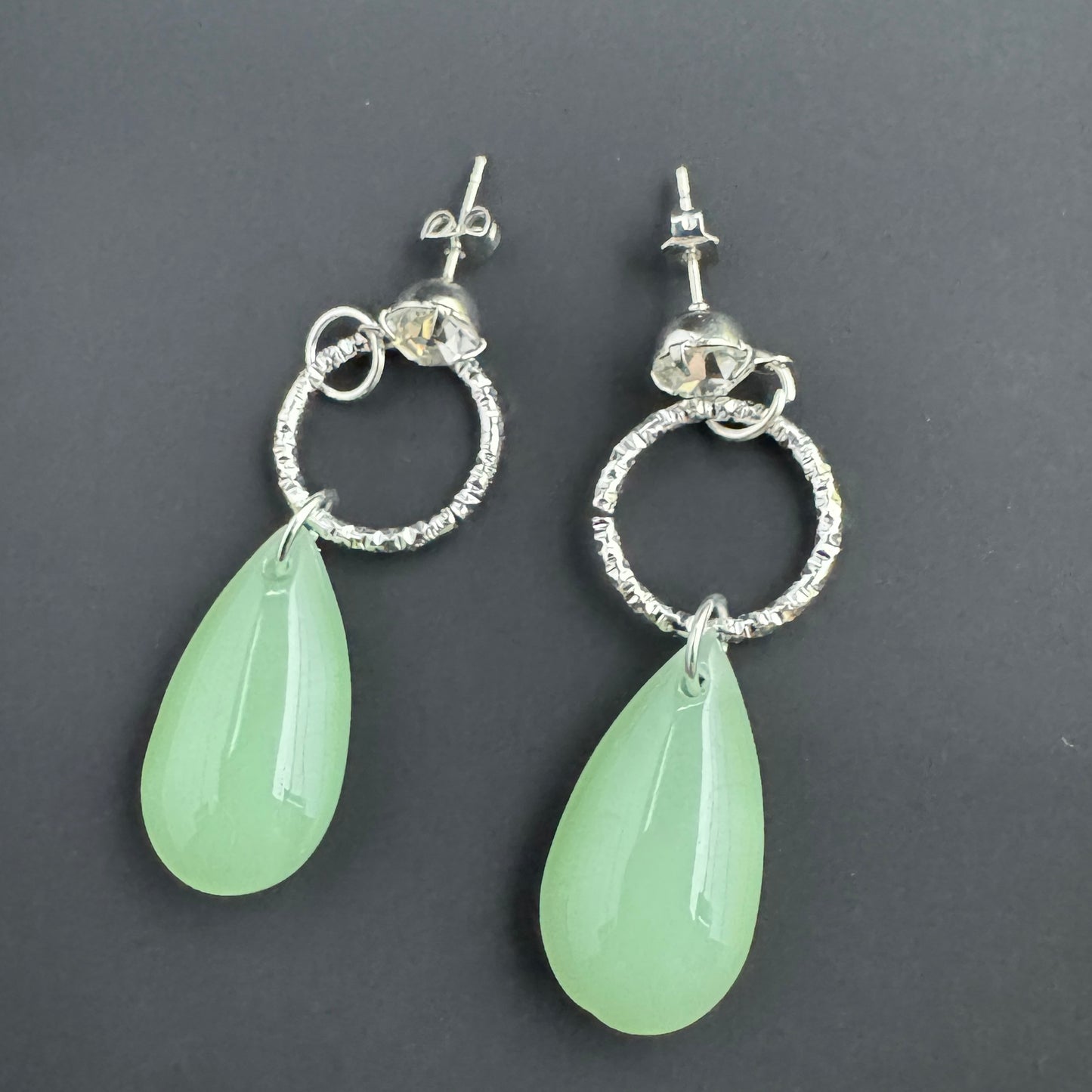 Green Glass Teardrop Earrings