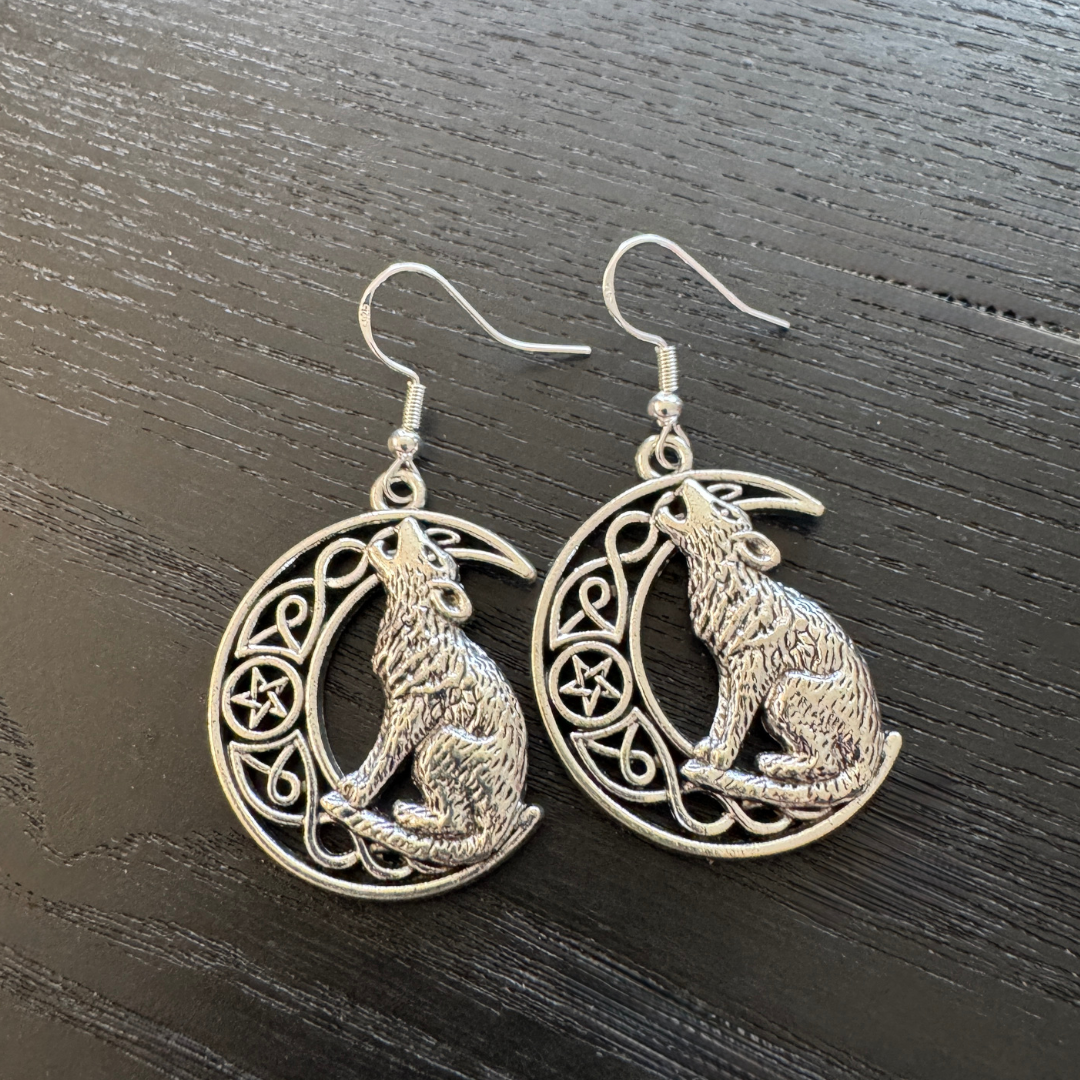 Moon and Wolf Earrings