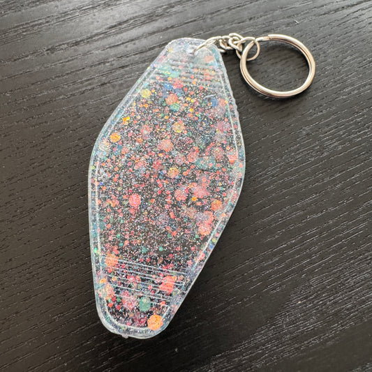 Aqua tinted sparkly keychain