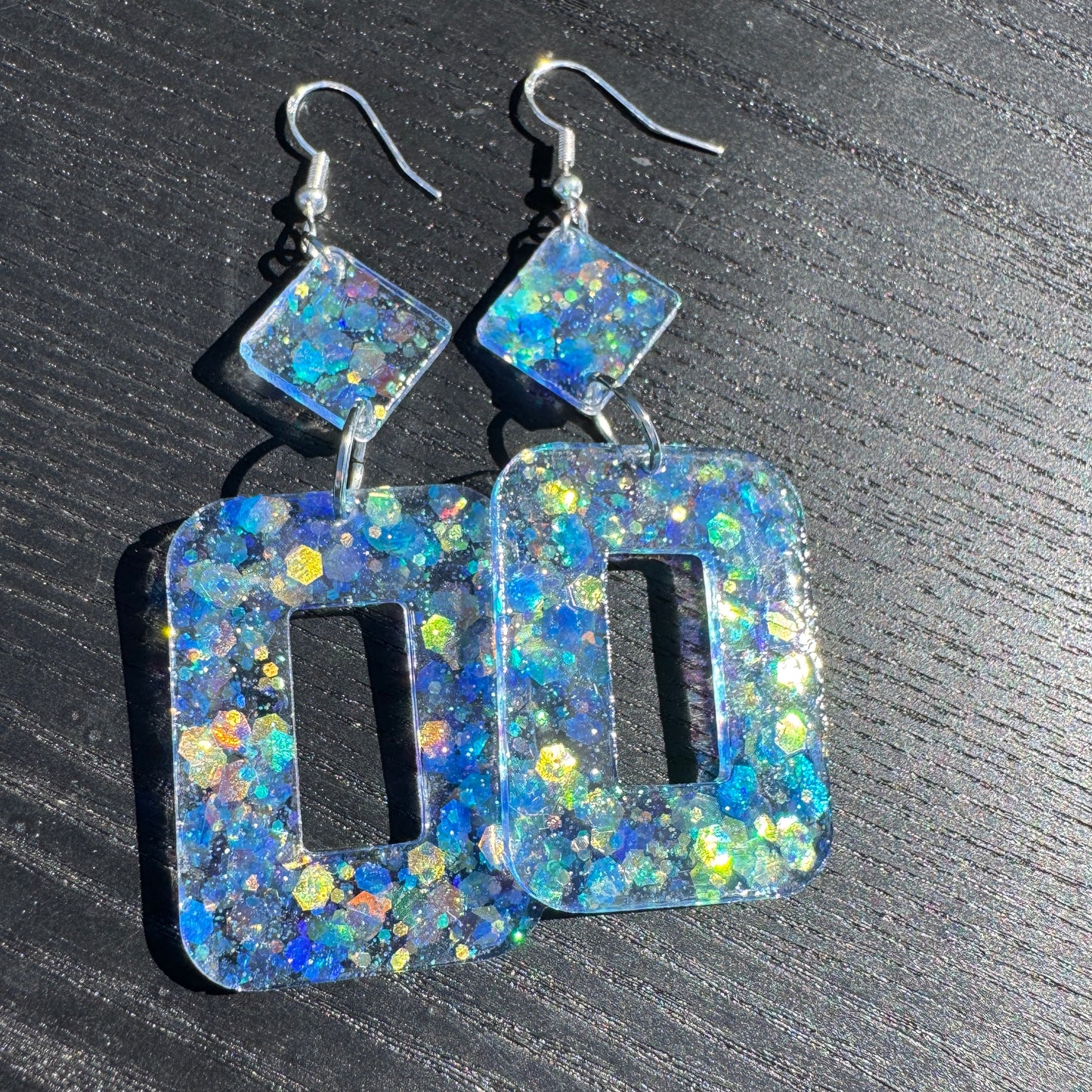 Mermaid sparkles rectangle Earrings