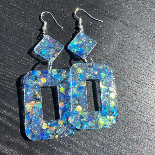 Mermaid sparkles rectangle Earrings