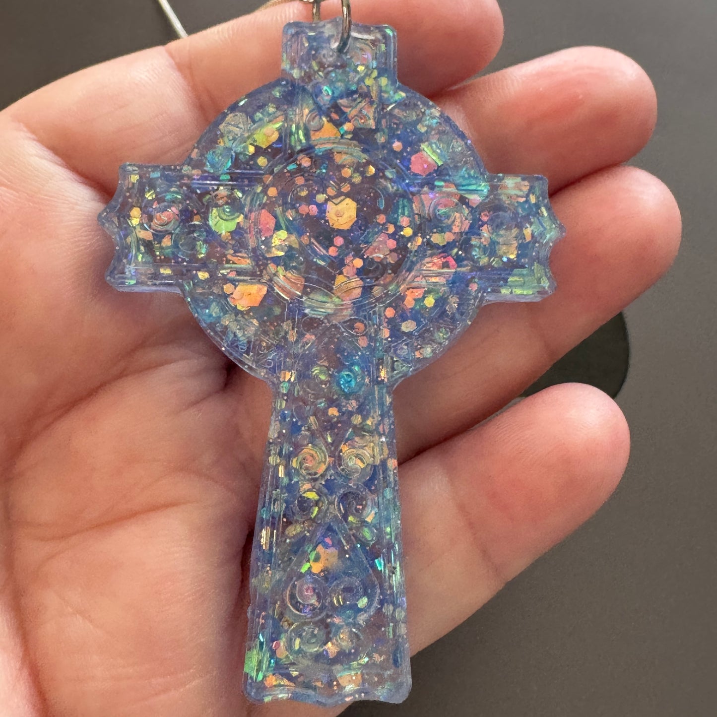 Mermaid sparkles Crucifix necklace