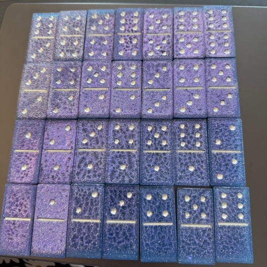Purple sparkly resin dominoes